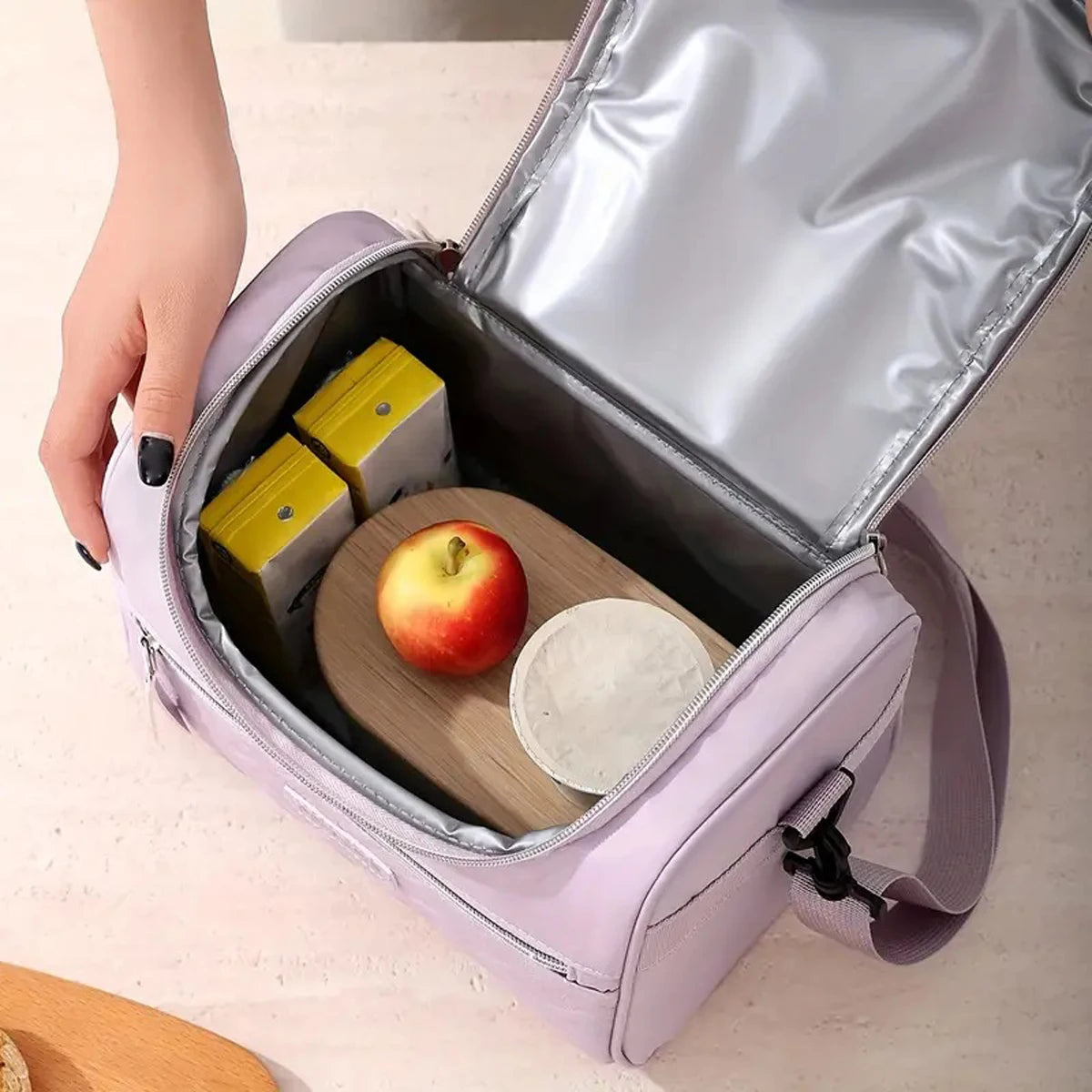 Large Insulated Lunch Bag Cooler Hand washable durable polyester with padded shoulder strap for work, school, picnics