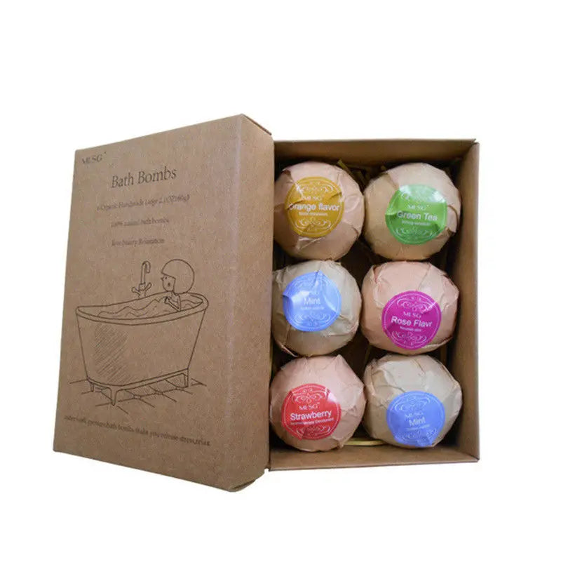 6Pcs Aromatherapy Bubble Bath Bombs with Coconut Oil
