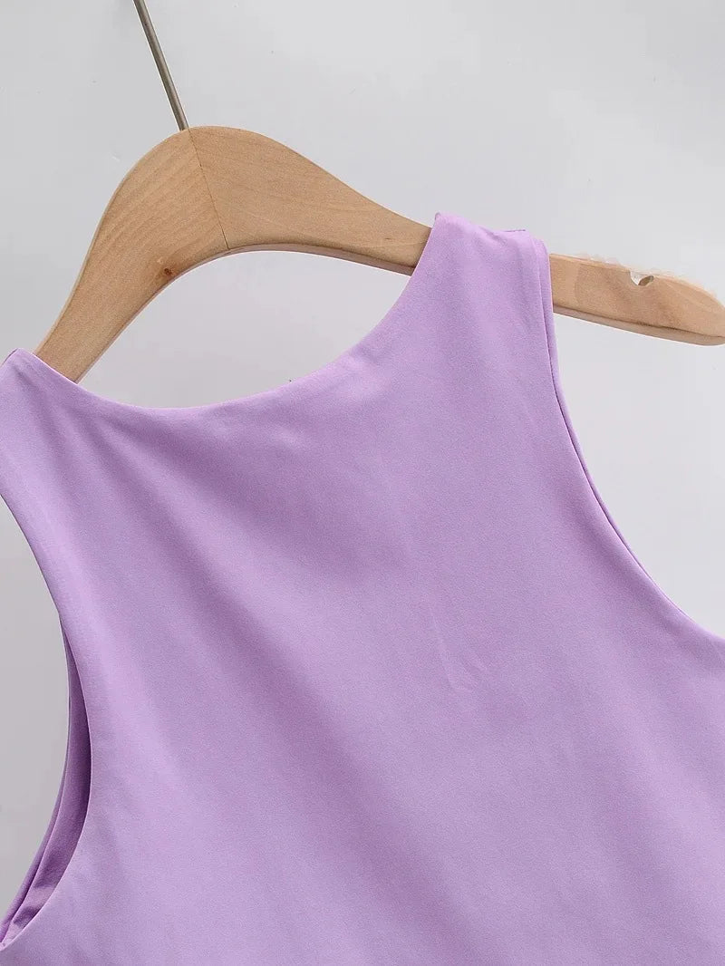 Sexy Slim Tops O-neck Sleeveless Double Nylon Tank Tops 6 Colors