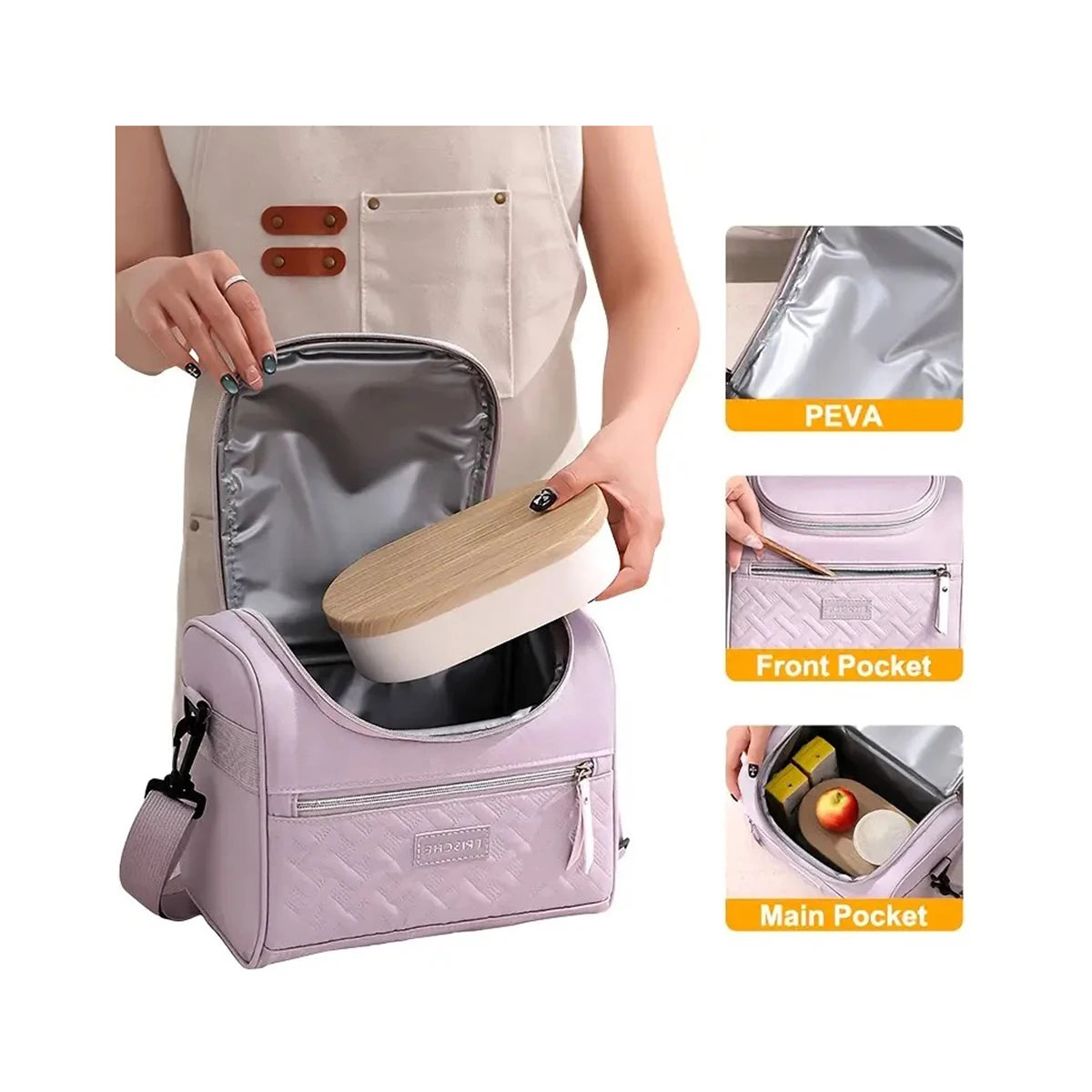 Large Insulated Lunch Bag Cooler Hand washable durable polyester with padded shoulder strap for work, school, picnics