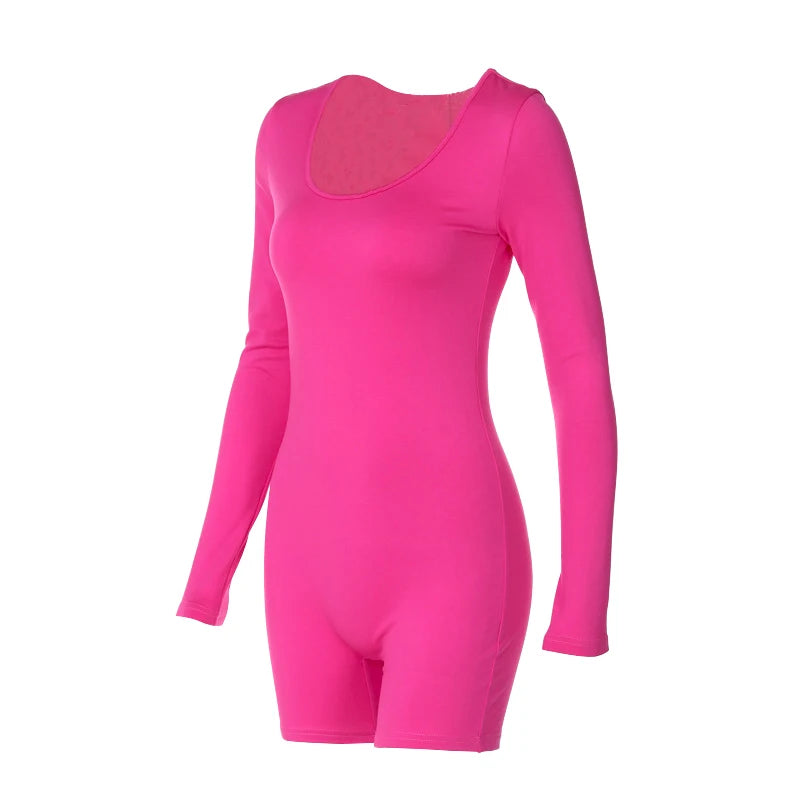 Playsuits For Women Long Sleeves O-Neck Rompers