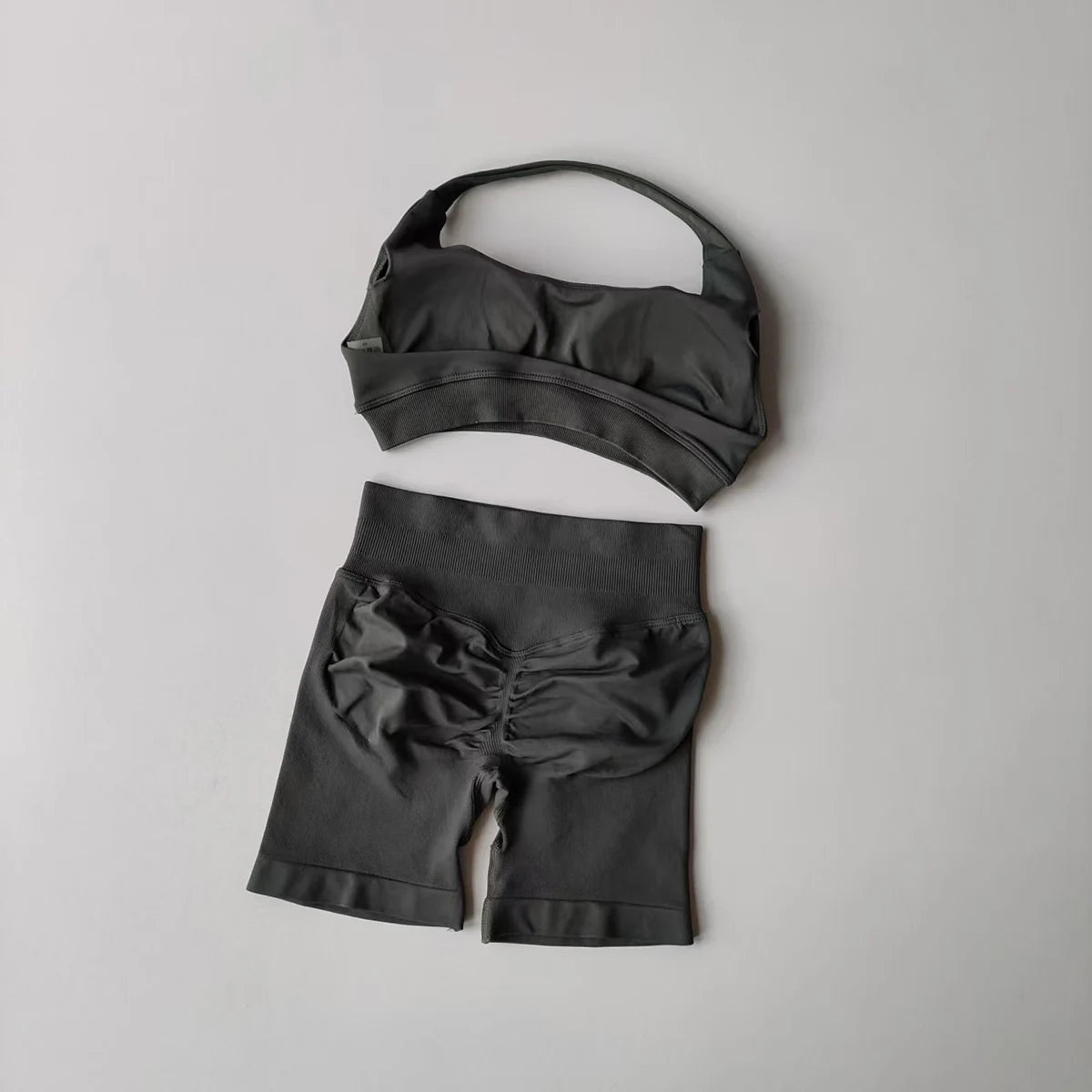 2 Pieces Yoga Suit Halter Sports Bra Matching Impact Shorts
