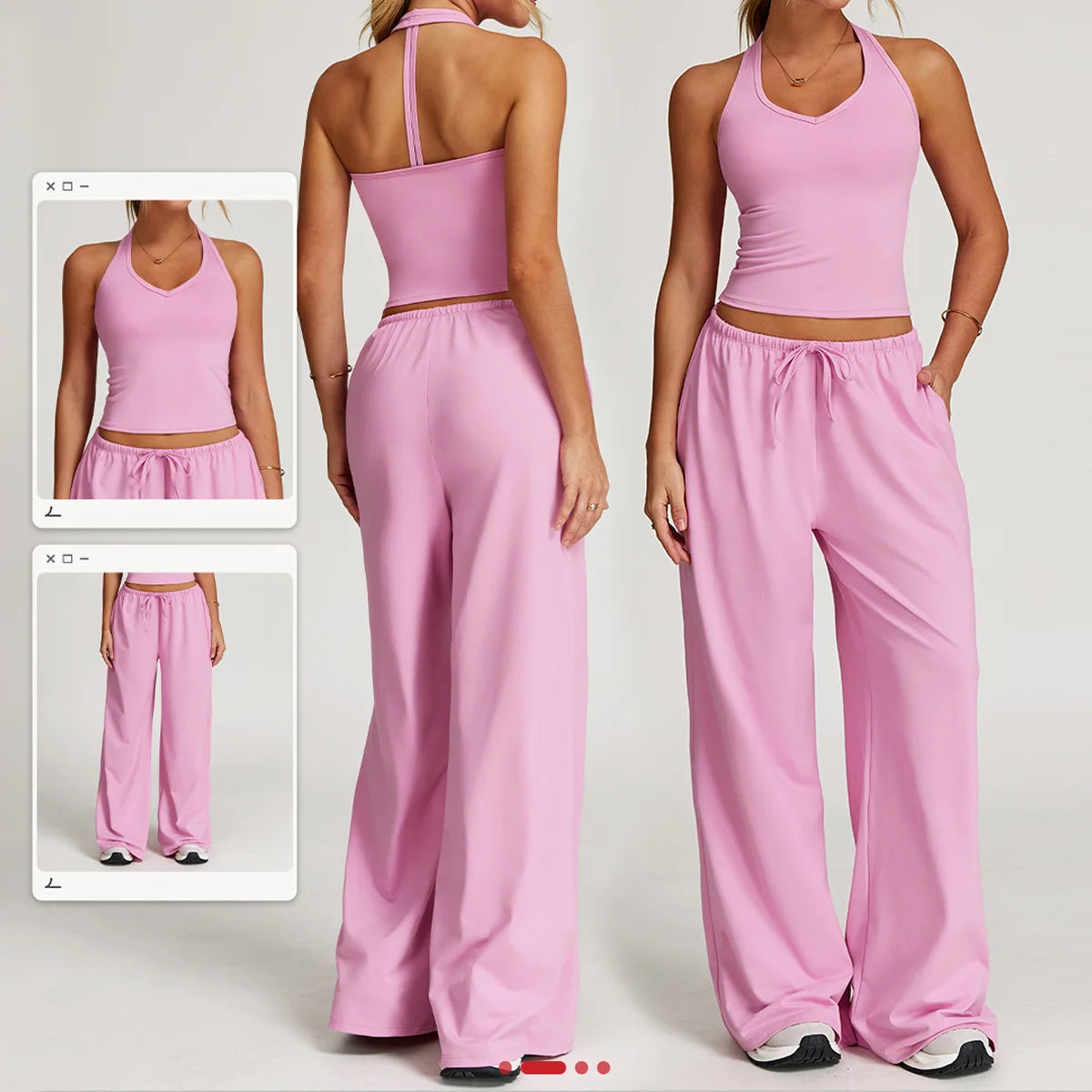 Set 2 Pieces Wide leg straight pants Tracksuit Sports Tank Top