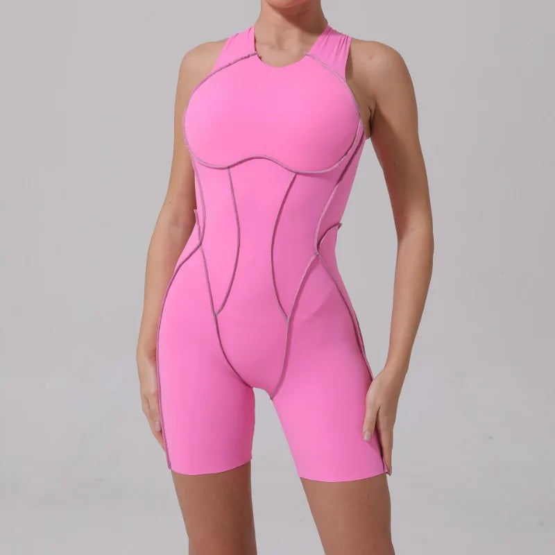 1 piece Sexy jumpsuit Hip-lifting Open Back Hollow-out Splicing
