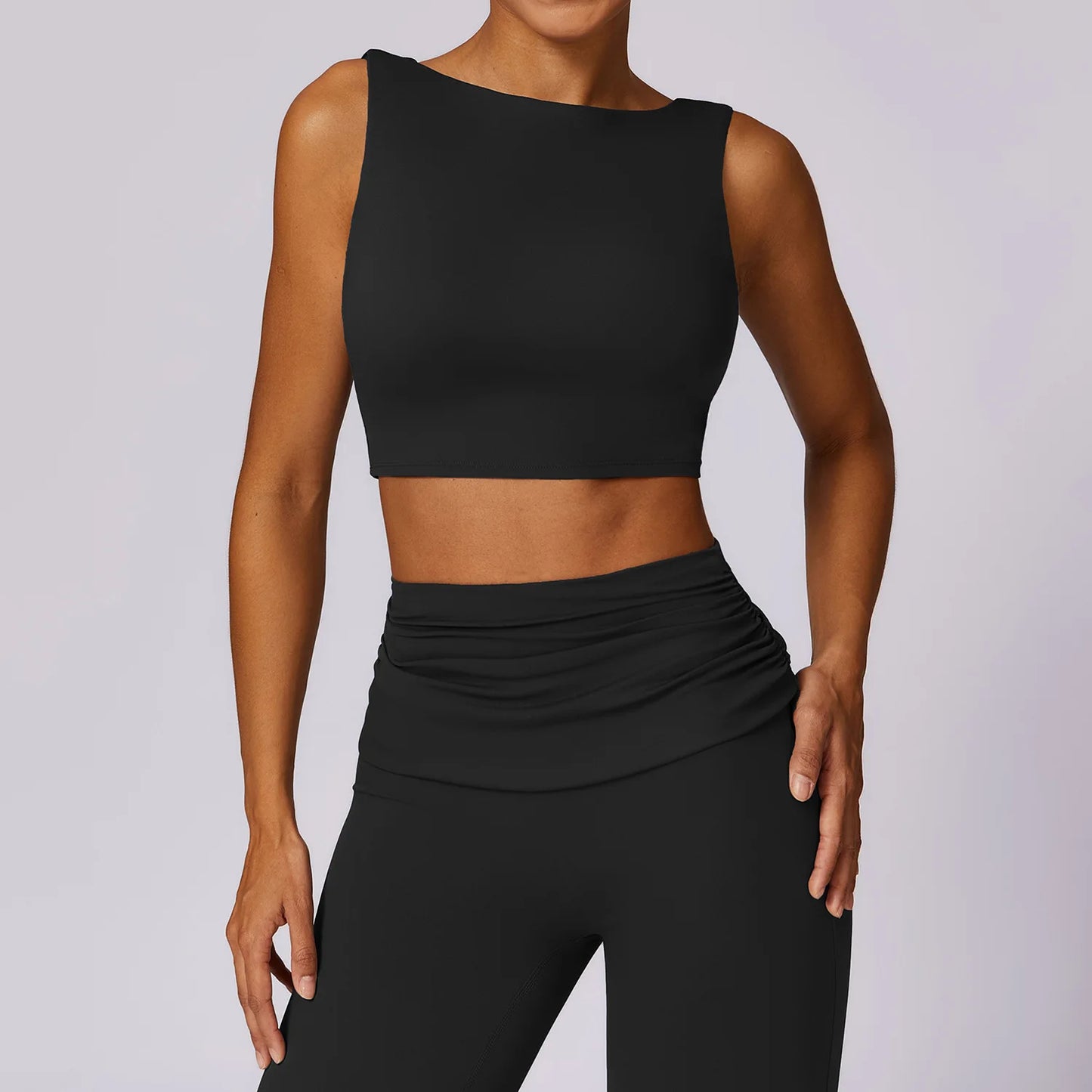 Sports Bra Open Back Yoga Breathable Slim Fit Tank Top With Removable Pads