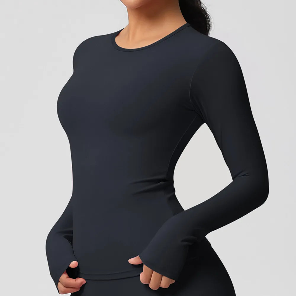 Long Sleeve Fitness Dry Fit Breathable High Elastic Sports Crop Tops