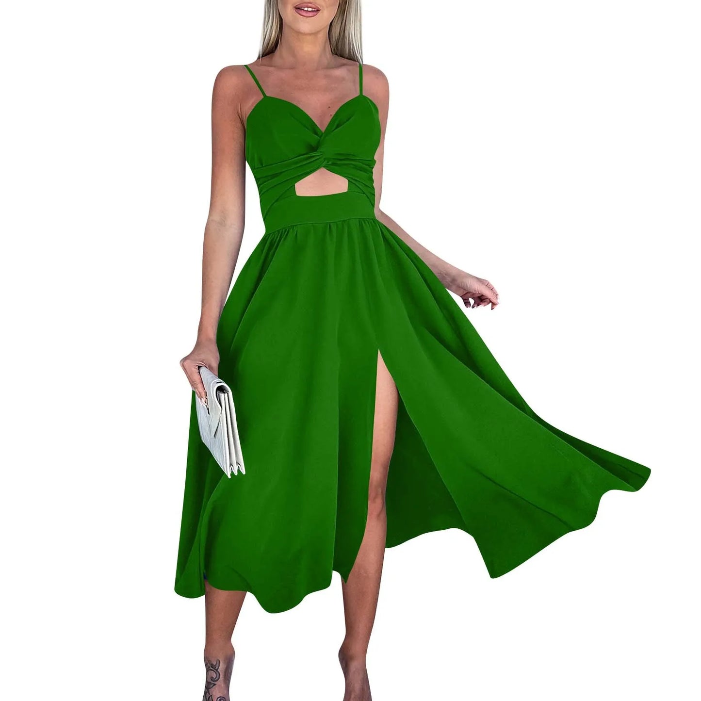 sexy party dresses V-Neck Big Swing Slimming Backless Sleeveless