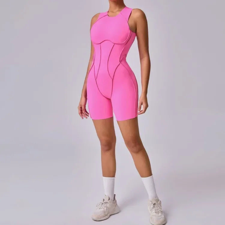 1 piece Sexy jumpsuit Hip-lifting Open Back Hollow-out Splicing