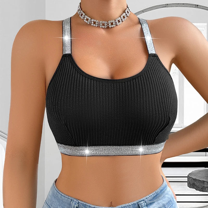 Sexy Ribbed Yoga Tanks Top Backless Comfortable Push Up Chic Bralette
