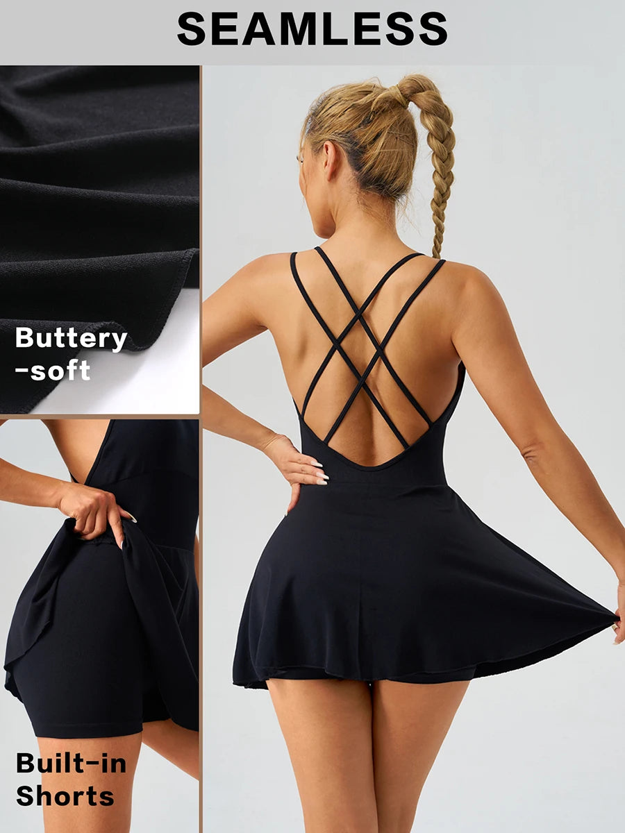 Summer Wear Woman Gym Dresses Bra Jumpsuit Shorts Leggings