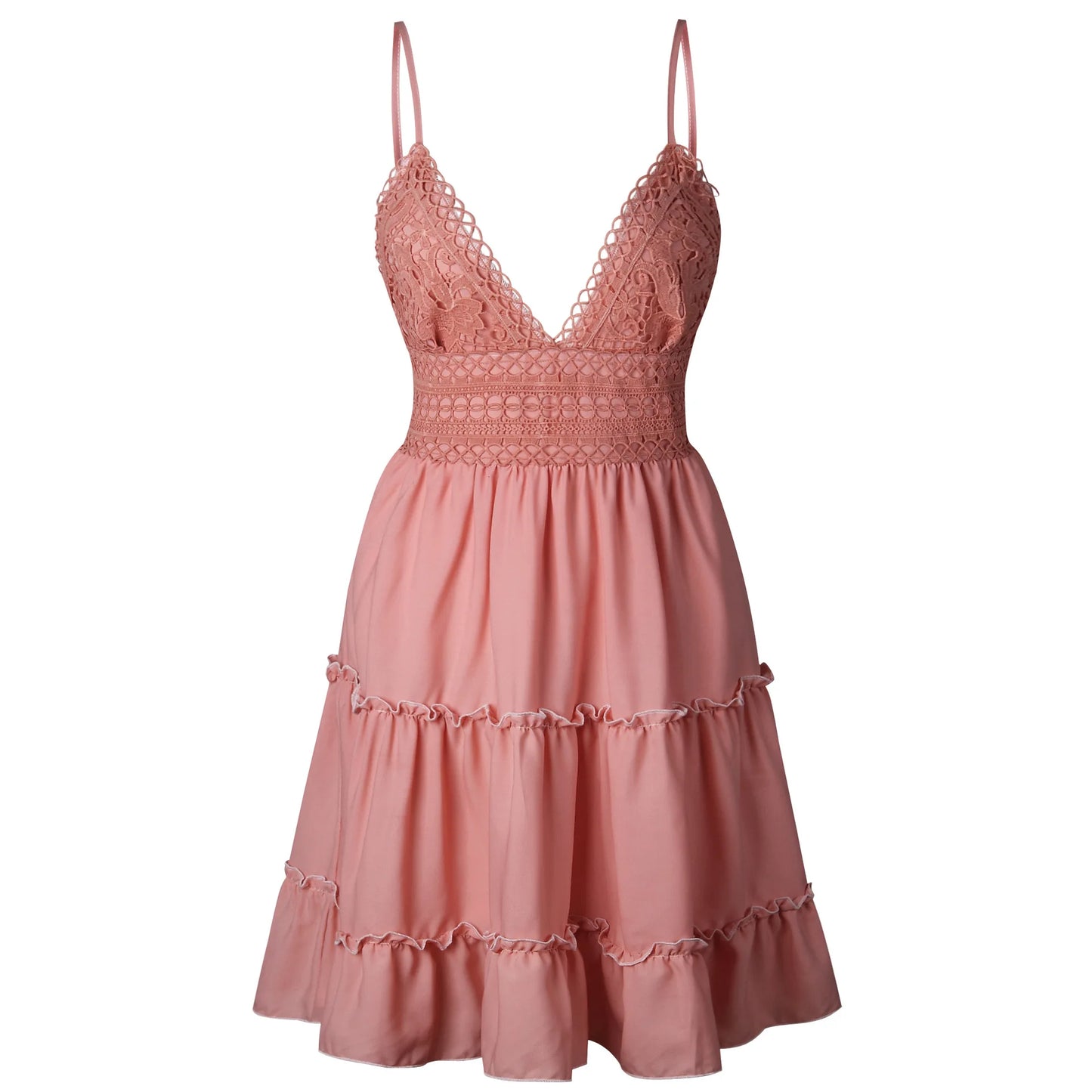 Sexy Lace Strap Elegant Dresses Splicing Women's Seaside Vocation Wear