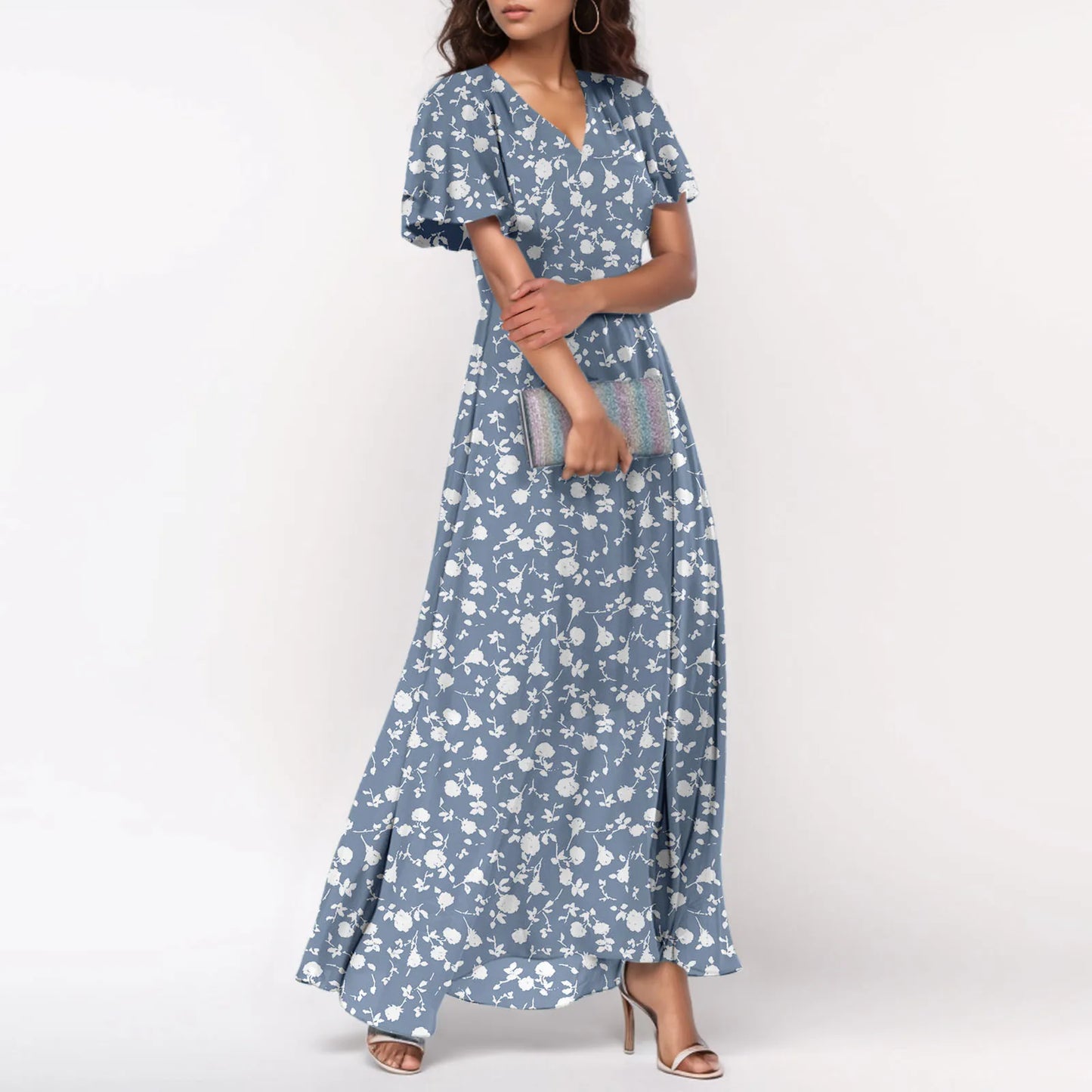 Short Sleeve Maxi Dresses Cute Floral