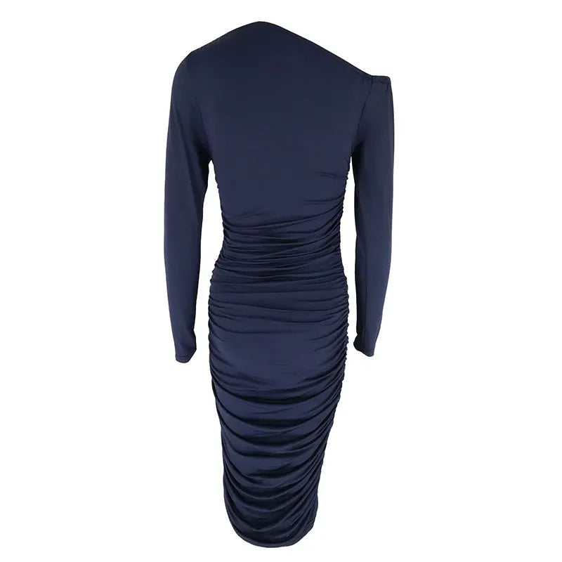 Long Sleeves Folds Dresses Bodycon Solid Sexy