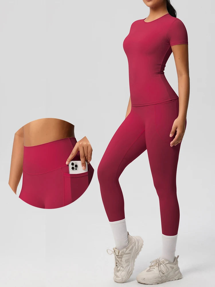 Women 2pcs Patchwork Sport Yoga Suit