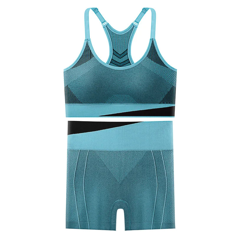2 Piece Yoga Set Women Running Shorts and Sports Bra