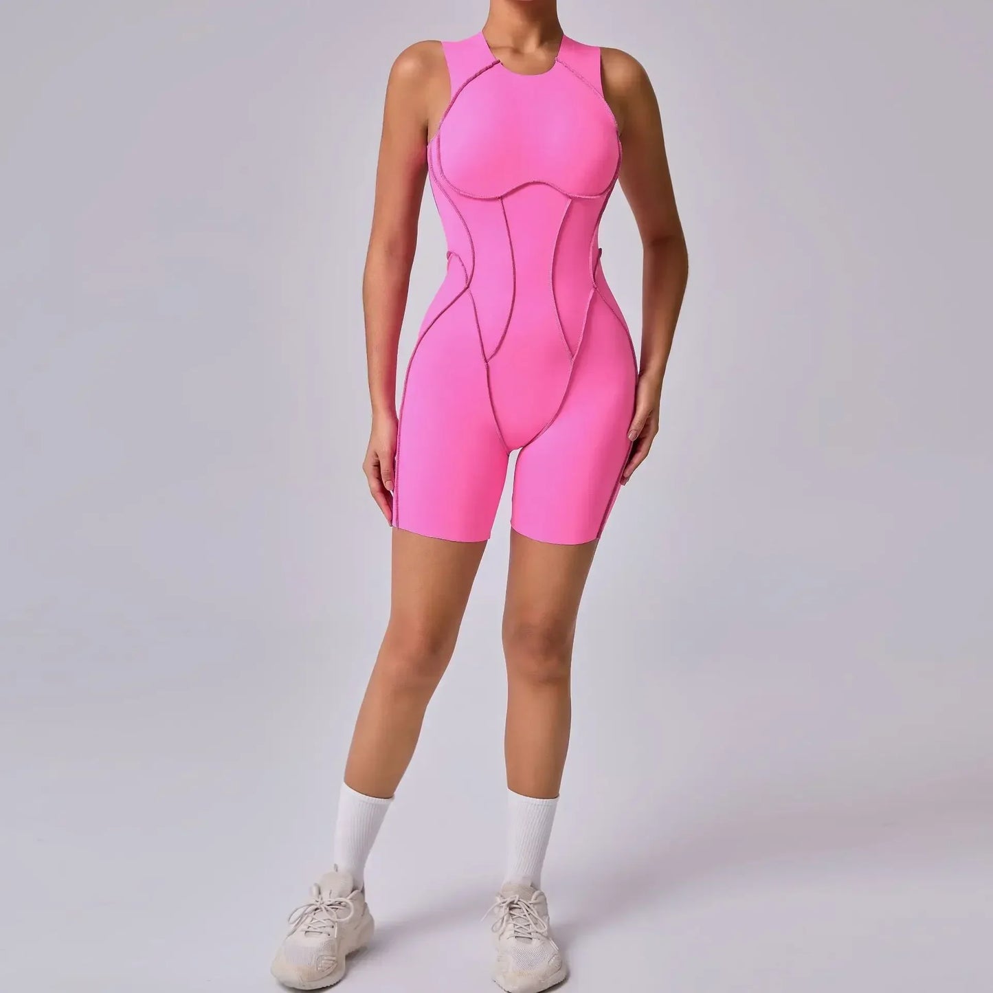 1 piece Sexy jumpsuit Hip-lifting Open Back Hollow-out Splicing