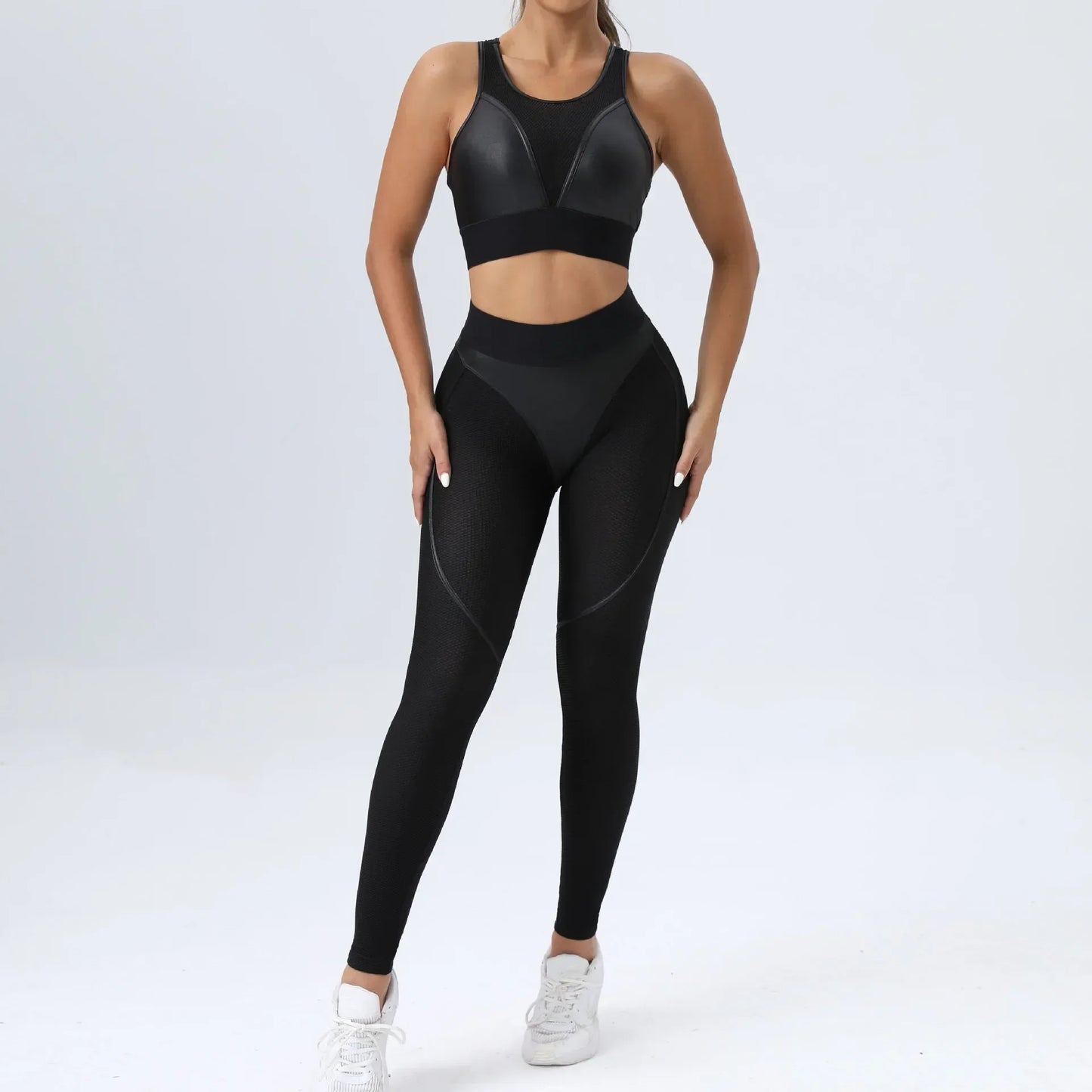 Patchwork Suit for Fitness Elastic Breathable Sport Set