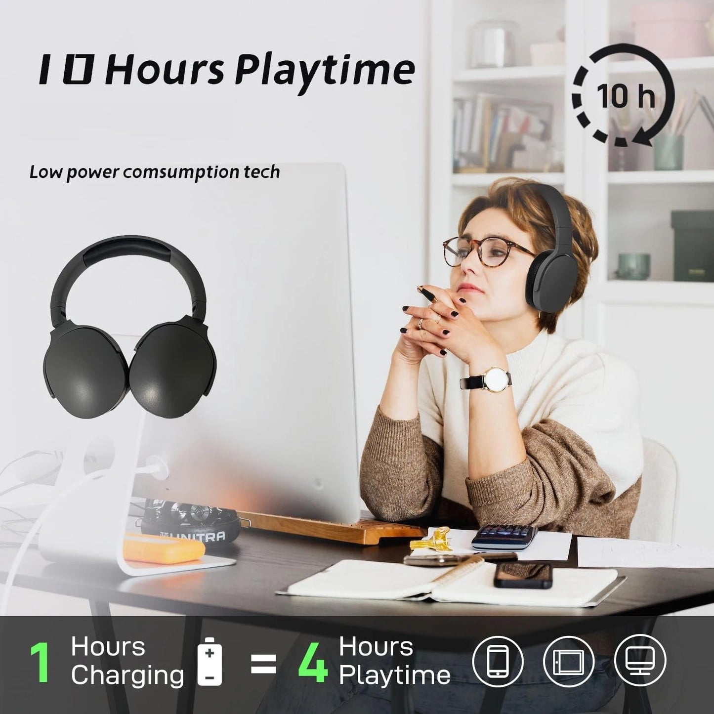 Fashion Wireless Bluetooth Headphones Over Ear HIFI Stereo Headsets