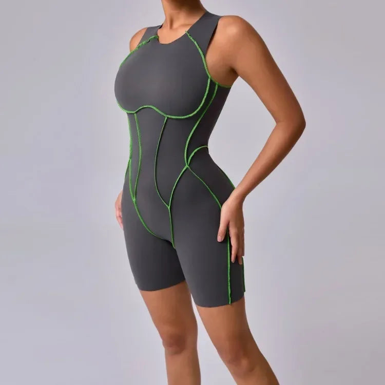 1 piece Sexy jumpsuit Hip-lifting Open Back Hollow-out Splicing