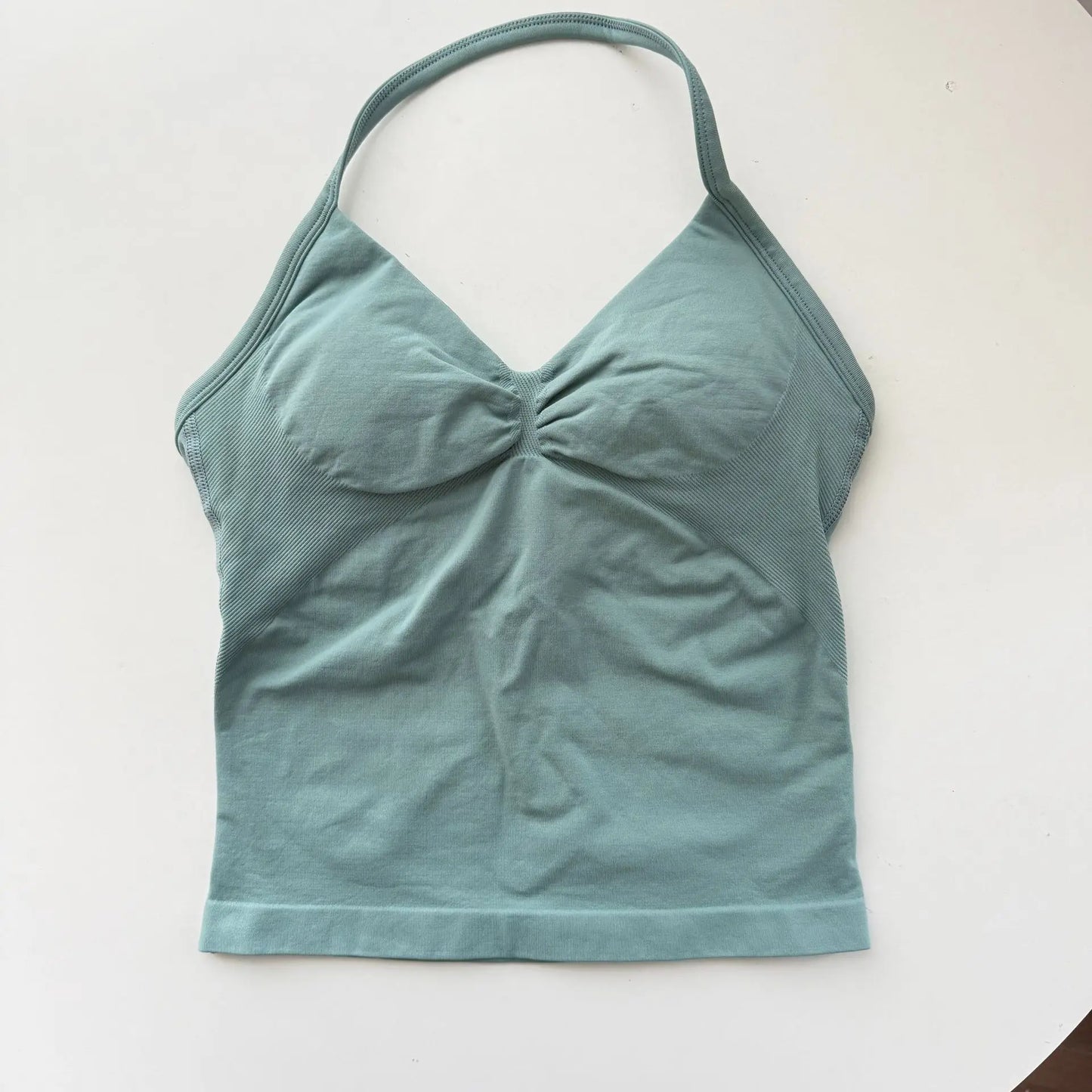 Strappy Yoga Top - Backless Built-in Bra & Removable Cups for Running