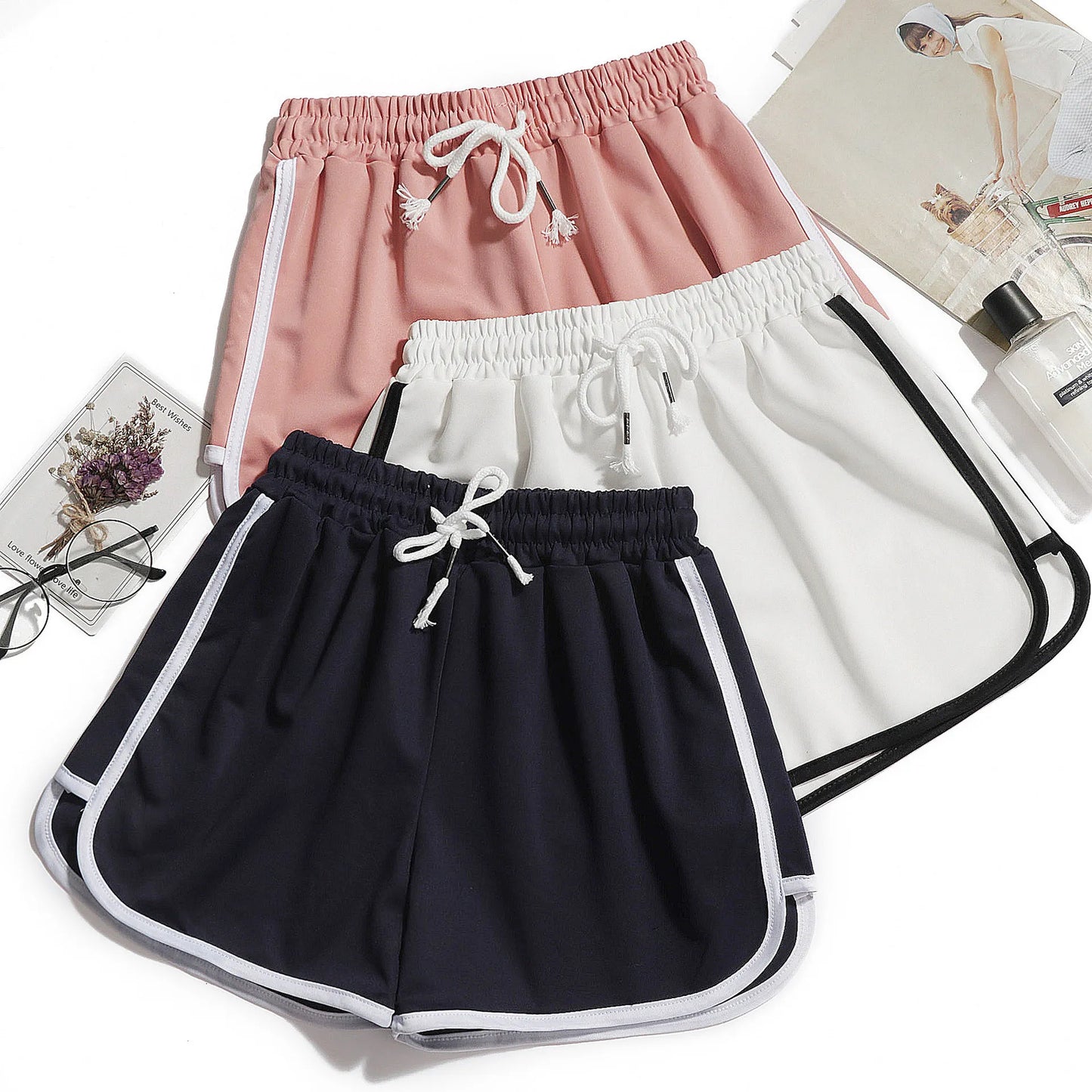 mid-waist casual loose straight thin breathable wide leg shorts