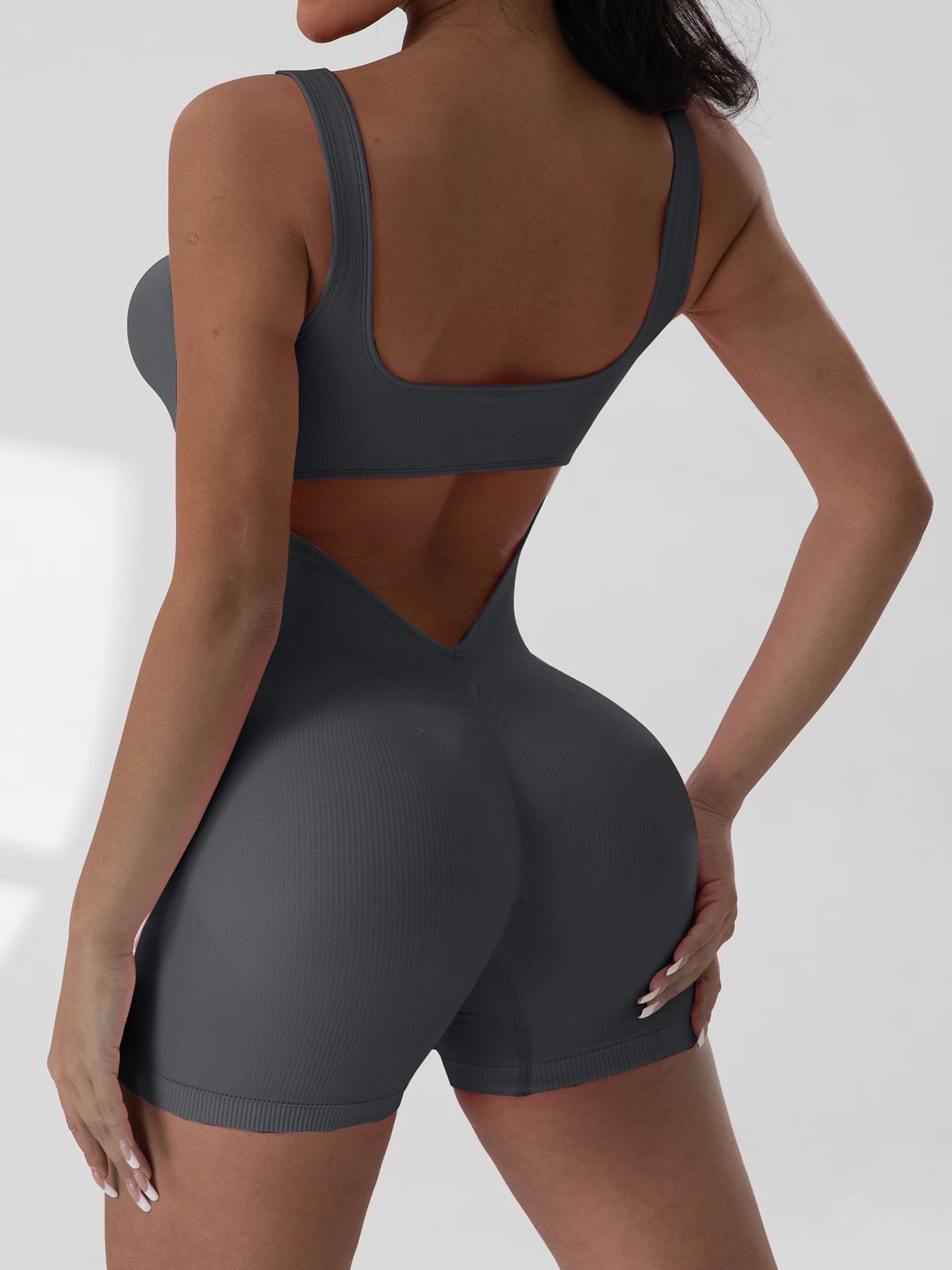 1PCS Backless Yoga Suit U Neck Sleeveless Without Bust Pads