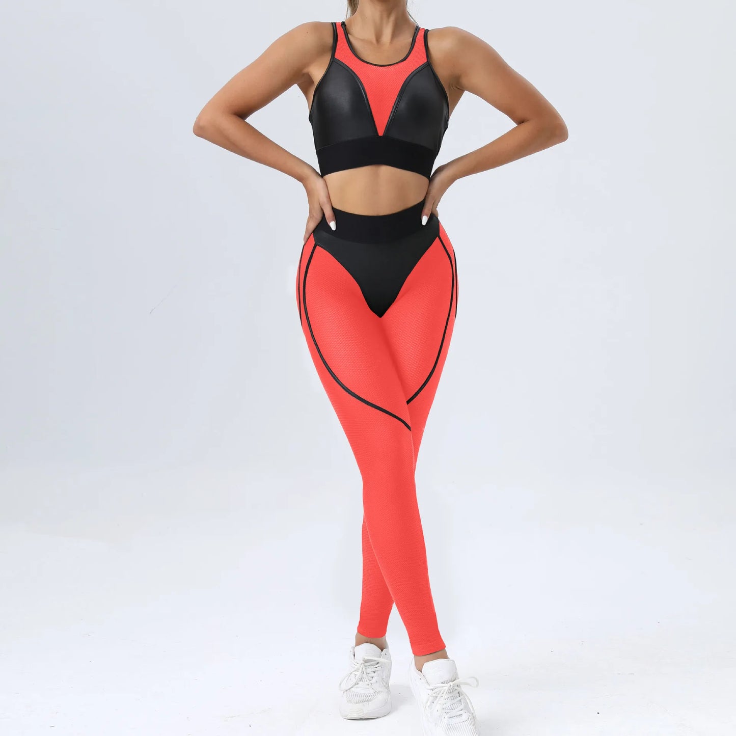 Patchwork Suit for Fitness Elastic Breathable Sport Set