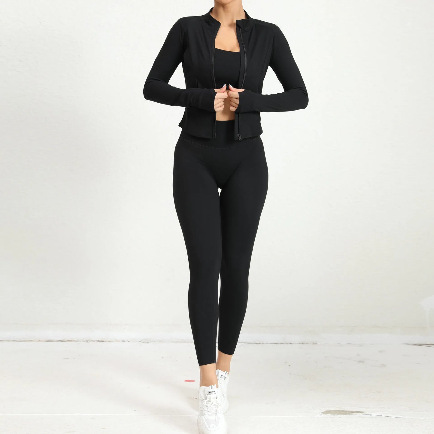 2 Pcs Gym Set Jacket With Matching Leggings