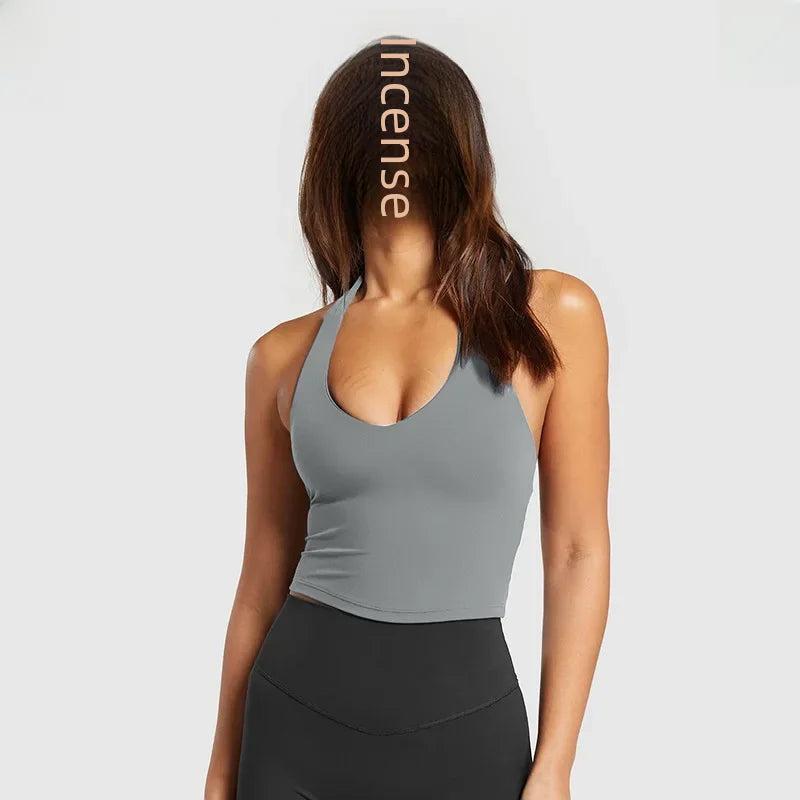 Women's Sports Halter Neck Tank Top; Shockproof Anti-sagging Back