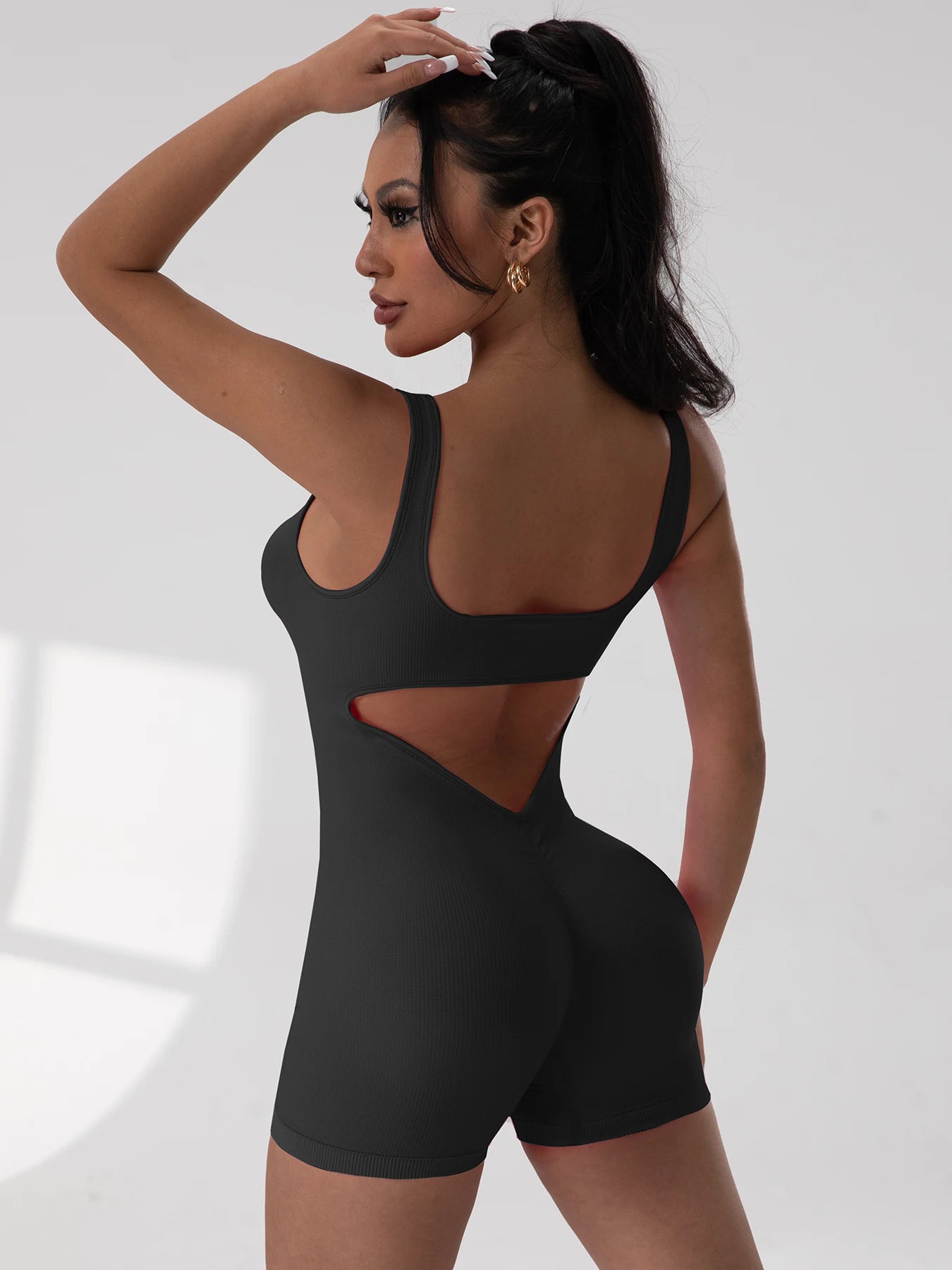 1PCS Backless Yoga Suit U Neck Sleeveless Without Bust Pads