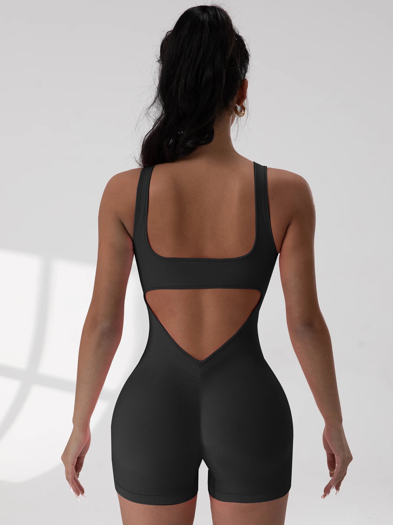 1PCS Backless Yoga Suit U Neck Sleeveless Without Bust Pads