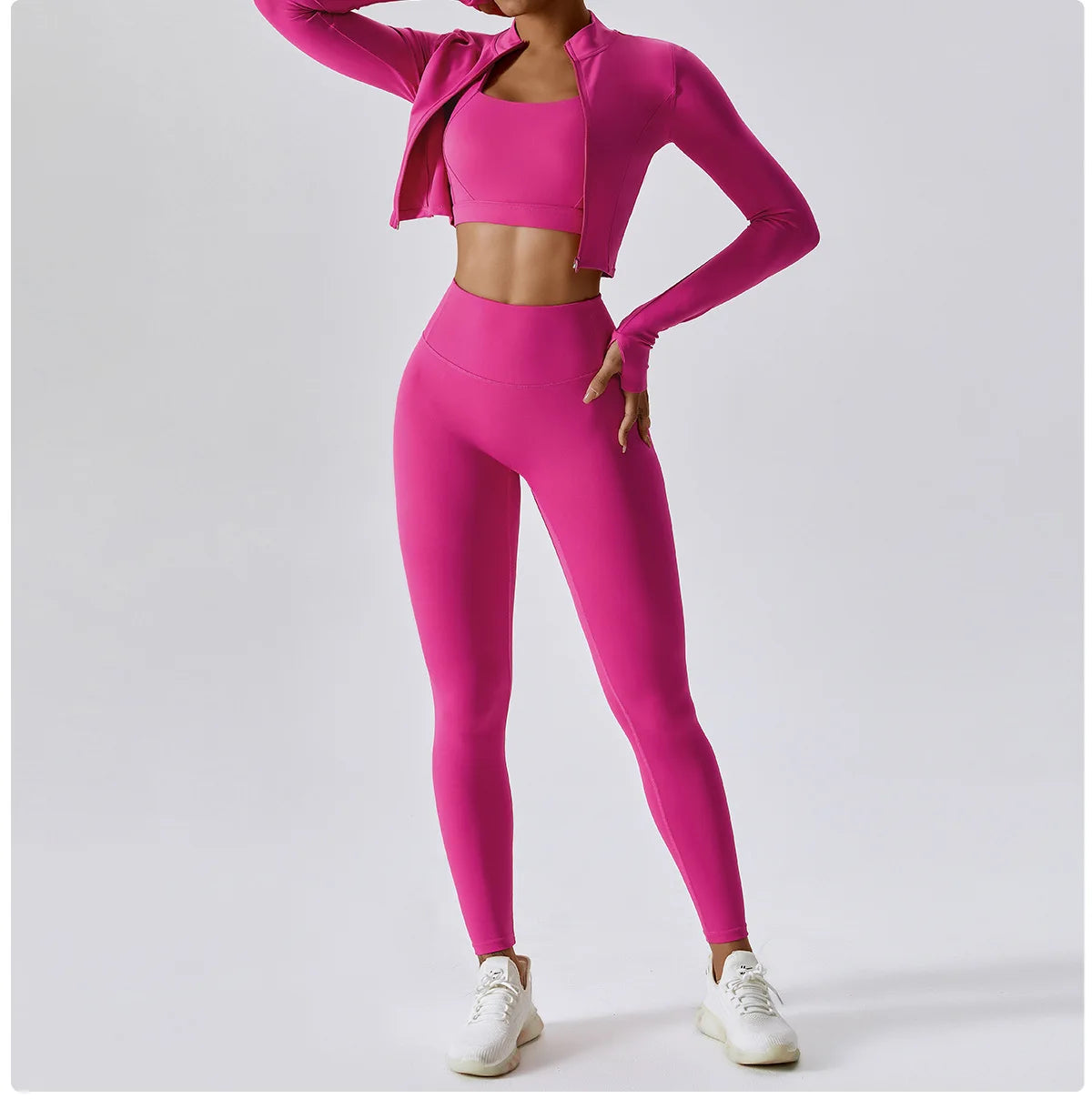 Yoga Set 3PCS Sports Bra ,Jacket, Leggings
