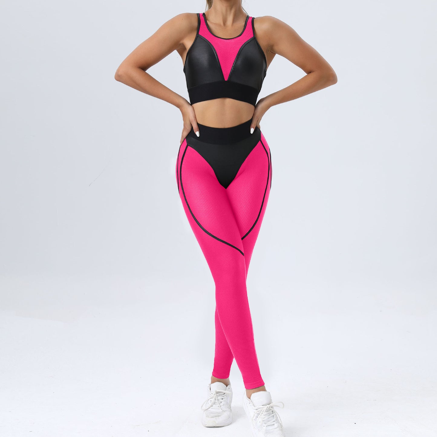 Patchwork Suit for Fitness Elastic Breathable Sport Set