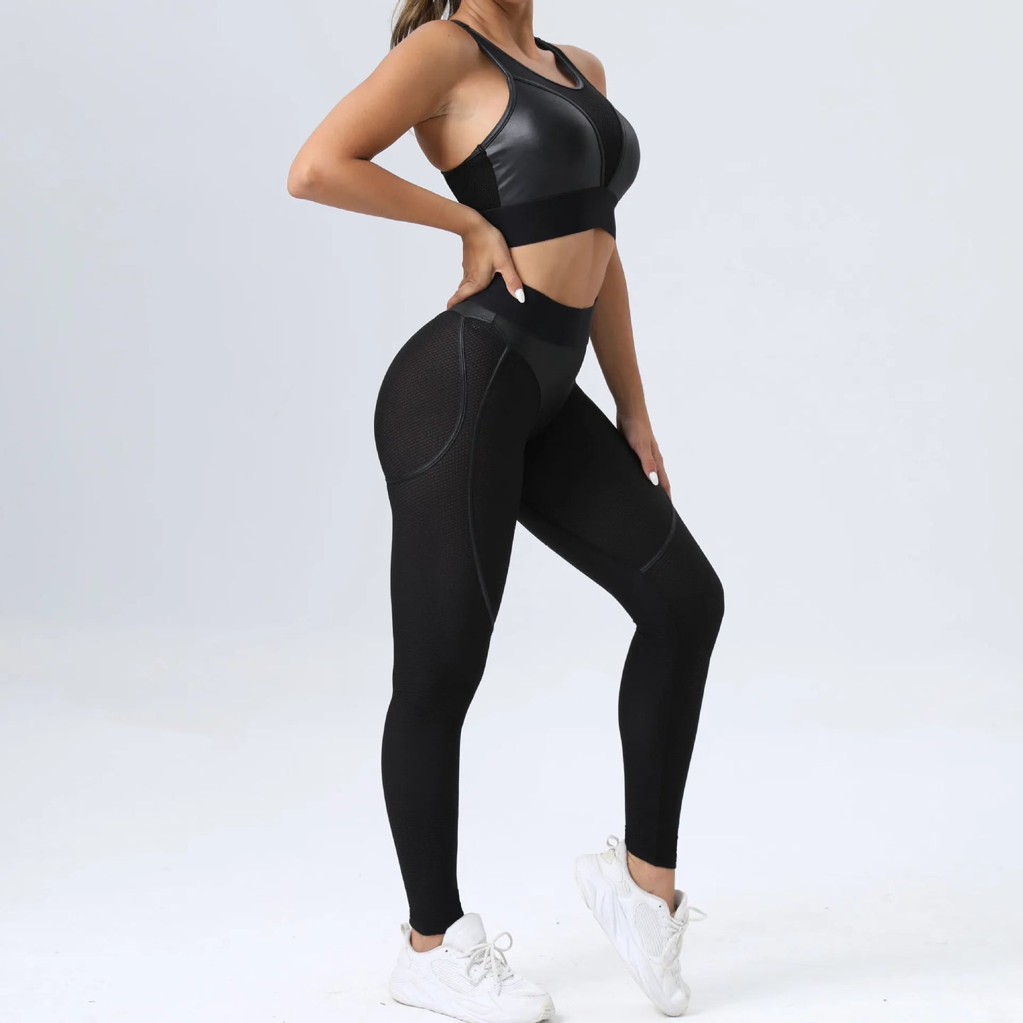 Patchwork Suit for Fitness Elastic Breathable Sport Set