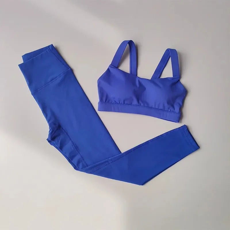 Sports Bra High Waist Leggings Shorts Gym Set