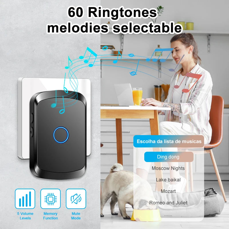 Wireless Elderly Caregiver Pager SOS Call Button Watch Wireless Doorbell
