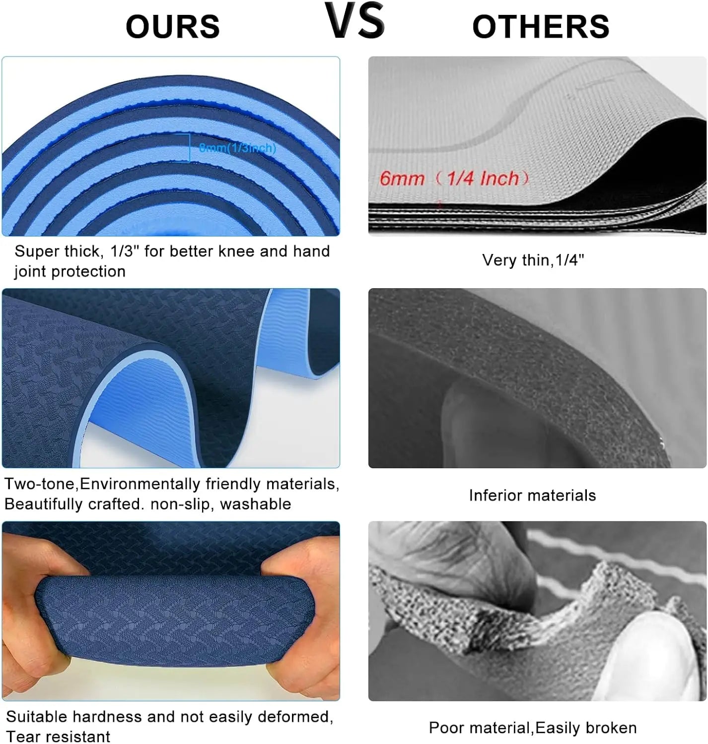 Non-Slip Extra Thick High-Density Workout Mats for Women Men
