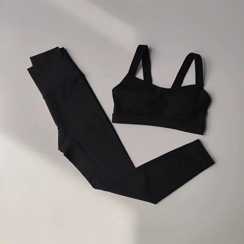 Sports Bra High Waist Leggings Shorts Gym Set