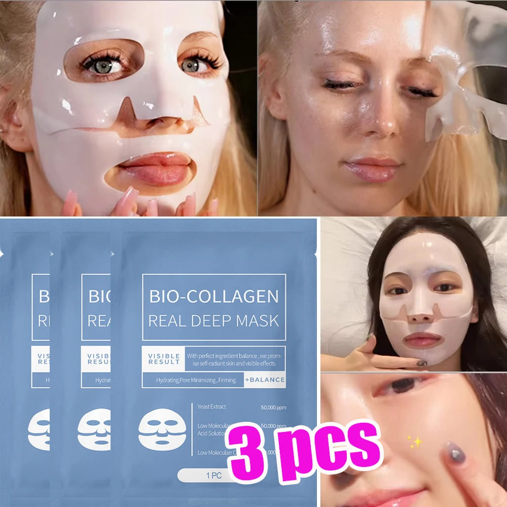 1/3/5/10PCS Bio Collagen Face Mask Anti Wrinkle Fade Face Fine Line Lift Firm Skin Anti-Aging Brighten