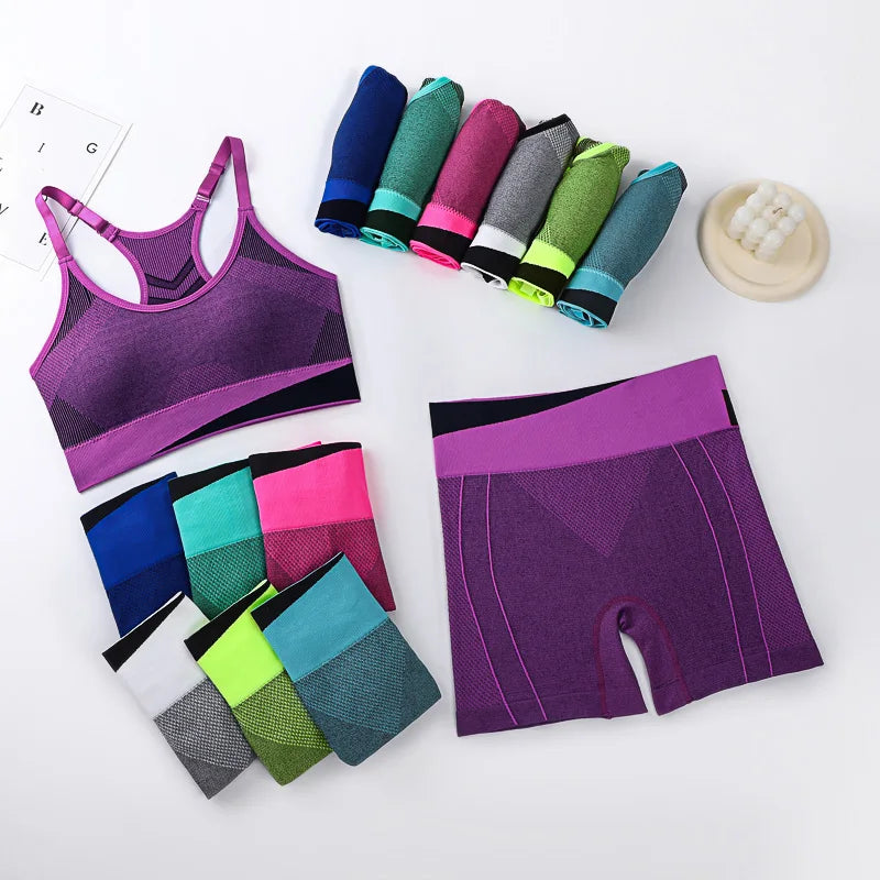 2 Piece Yoga Set Women Running Shorts and Sports Bra