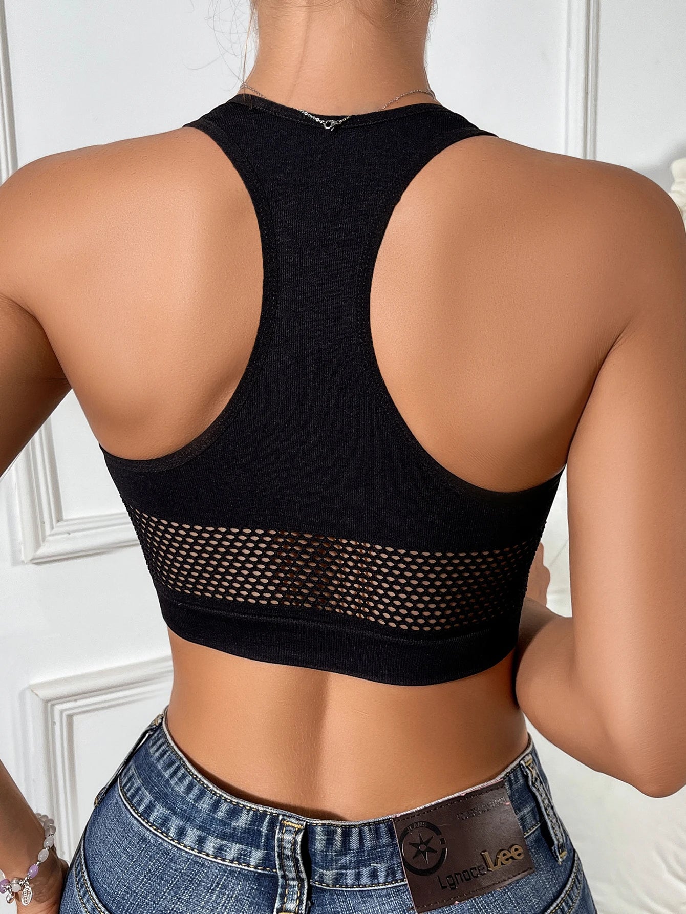 Sexy Tank Tops Fishnet Hollow Out Off Shoulder Crop Top