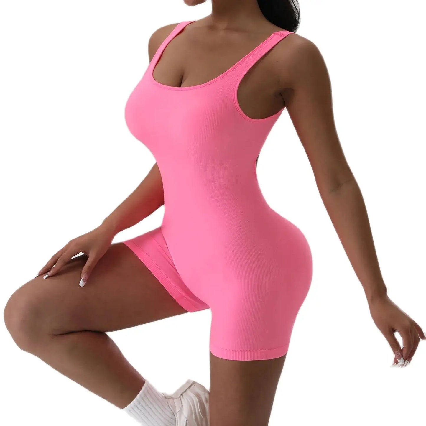 1PCS Backless Yoga Suit U Neck Sleeveless Without Bust Pads
