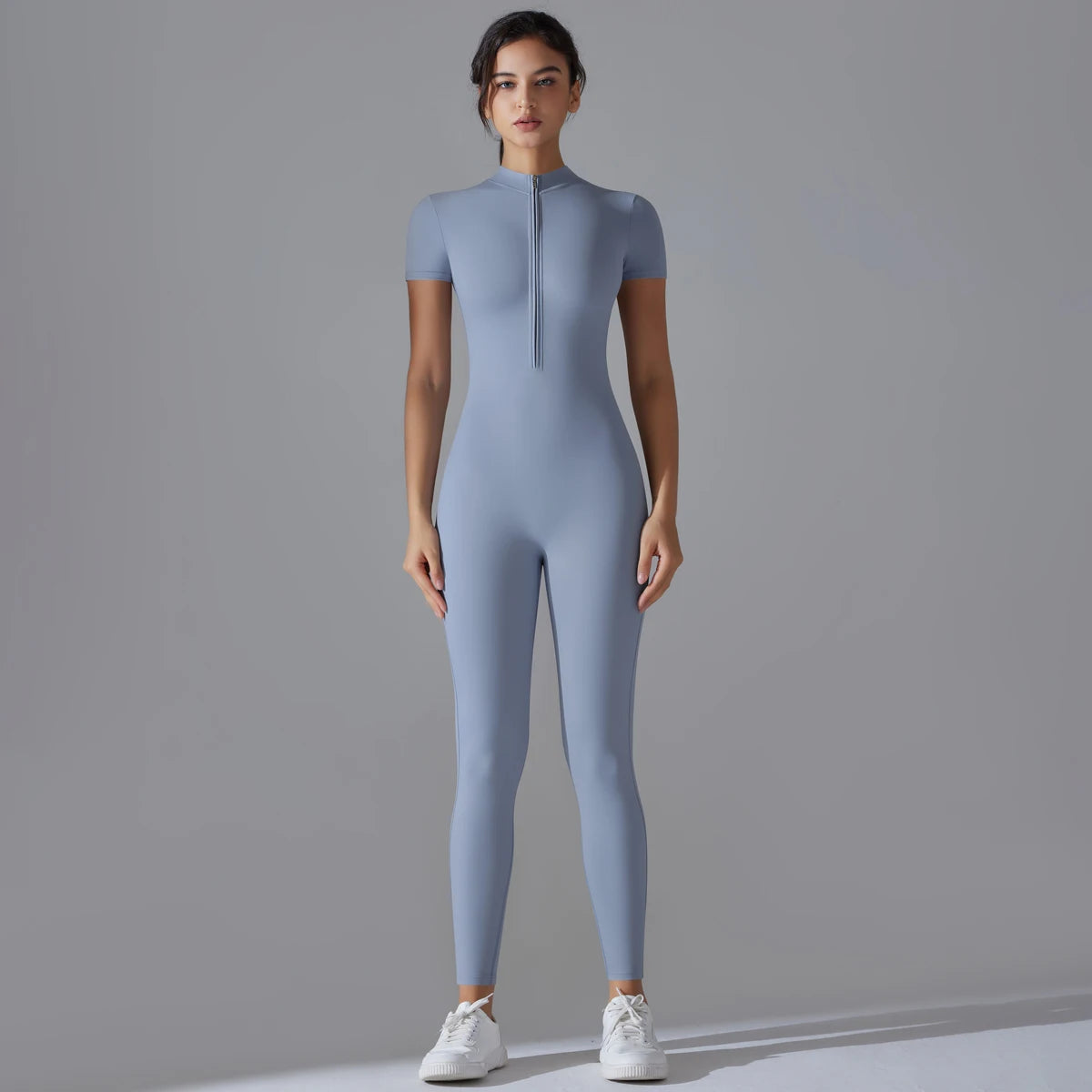 Yoga Set Jumpsuits One-Piece Suit Zipper Short Sleeve
