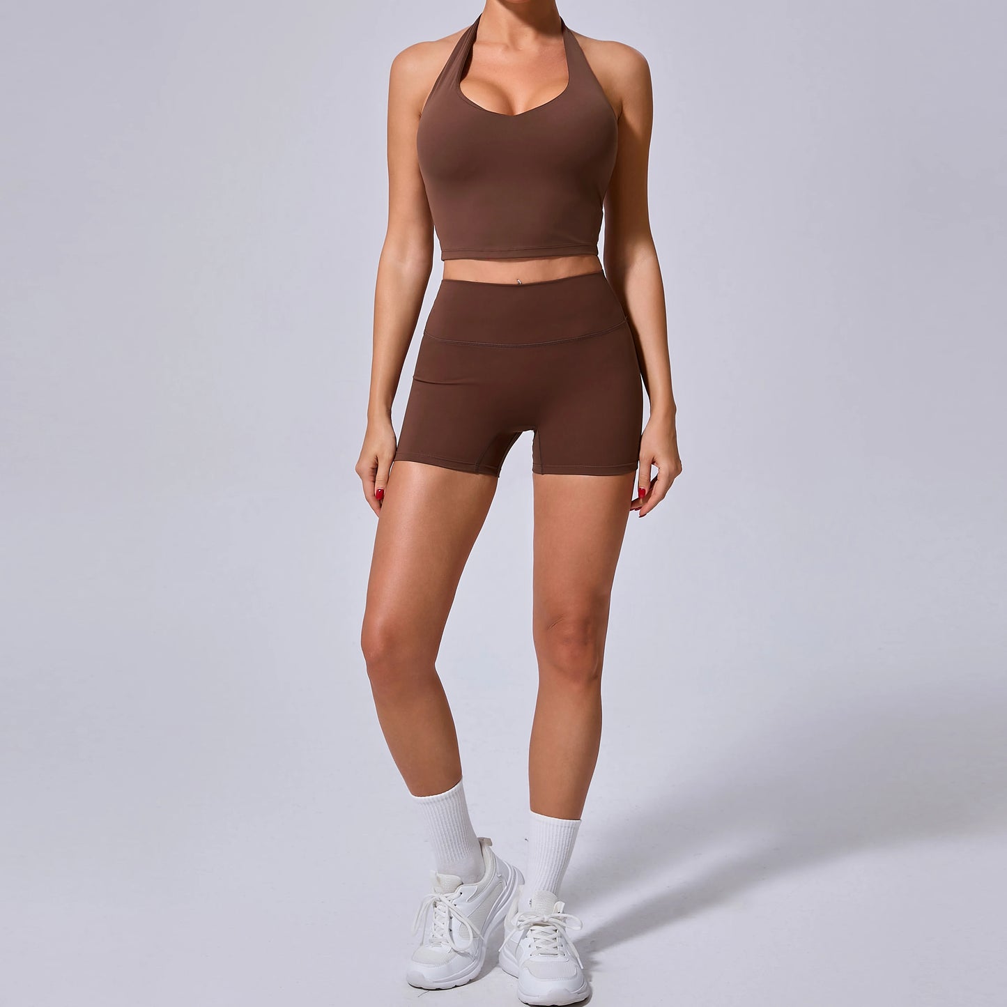 Sports Bra Sexy Hanging Neck High Support Push Up Workout Bra Padded Bralette