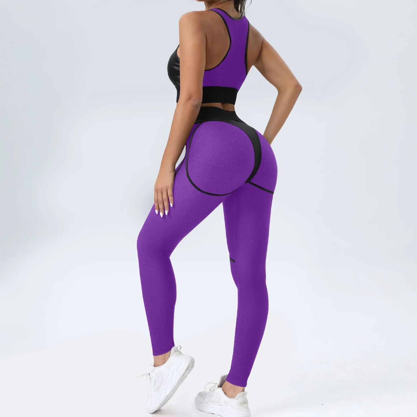 Patchwork Suit for Fitness Elastic Breathable Sport Set