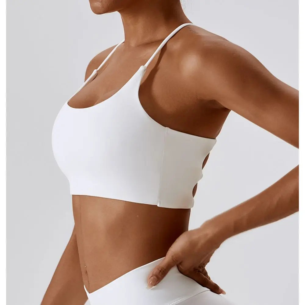 U-Shaped Multi-Strap Cross Back Sports Bra Top