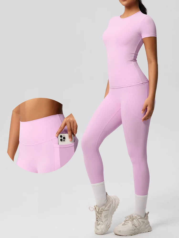 Women 2pcs Patchwork Sport Yoga Suit