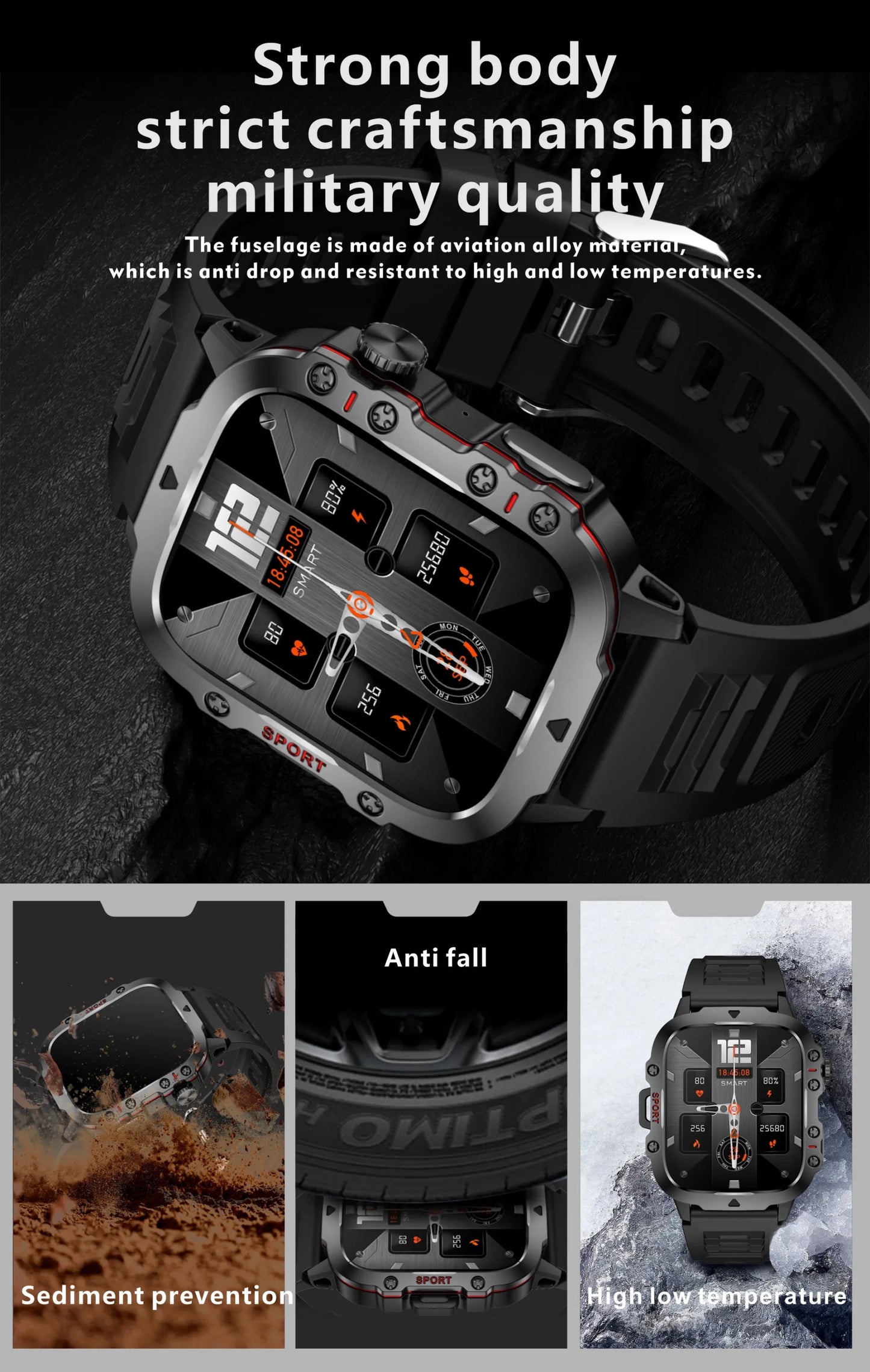 Original Men Smart Watch Bluetooth Call Fitness Clock 3ATM IP68 Swim Waterproof Sports Smartwatch