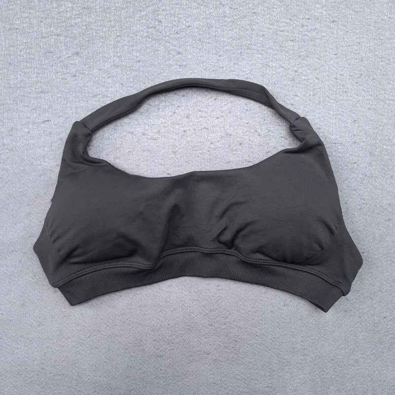 Halter Seamless Yoga Bra Padded Backless Crop Top Push Up