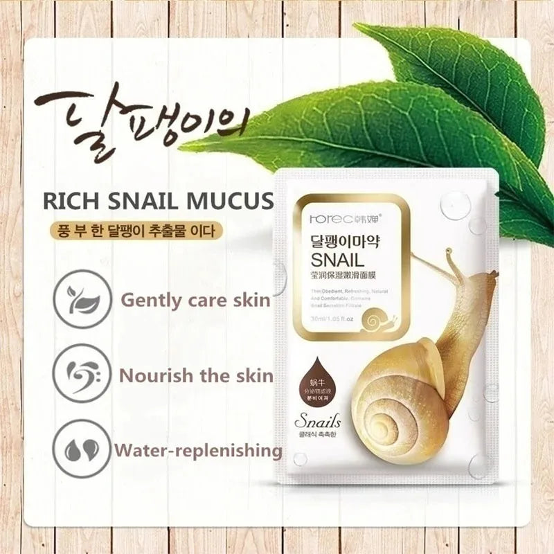 10pcs Snail Moisturizing Face Sheet Masks